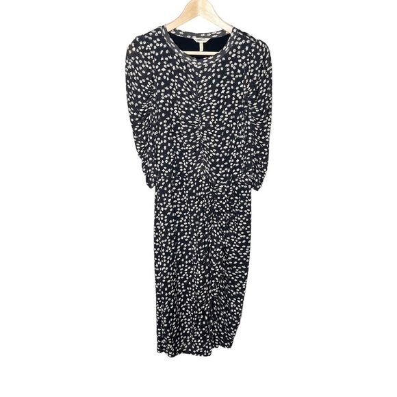 Rebecca Taylor Floral Fizz Ruched Midi Dress Sz M - Picture 2 of 9